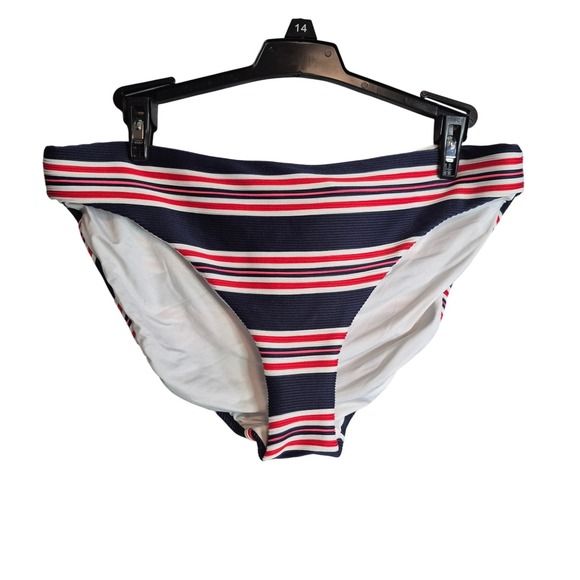 La Blanca Nordstrom Striped Bikini Bottom Size 12 Indigo Red White - Picture 1 of 3